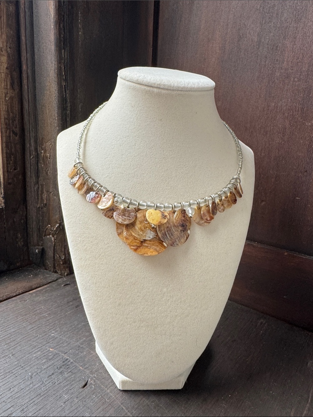 Handmade Brown Shell Statement Necklace - Women Jewelry wrap around